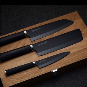 Kamikoto Kuro Matte Black 3-Piece Kitchen Knife Set